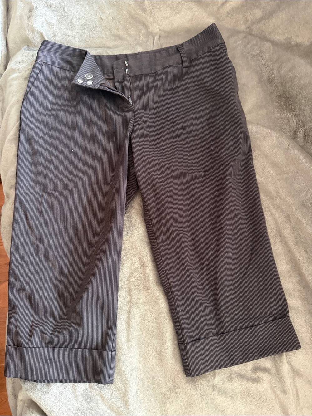 Star City Women's Pinstripe Capris in Dark Brown